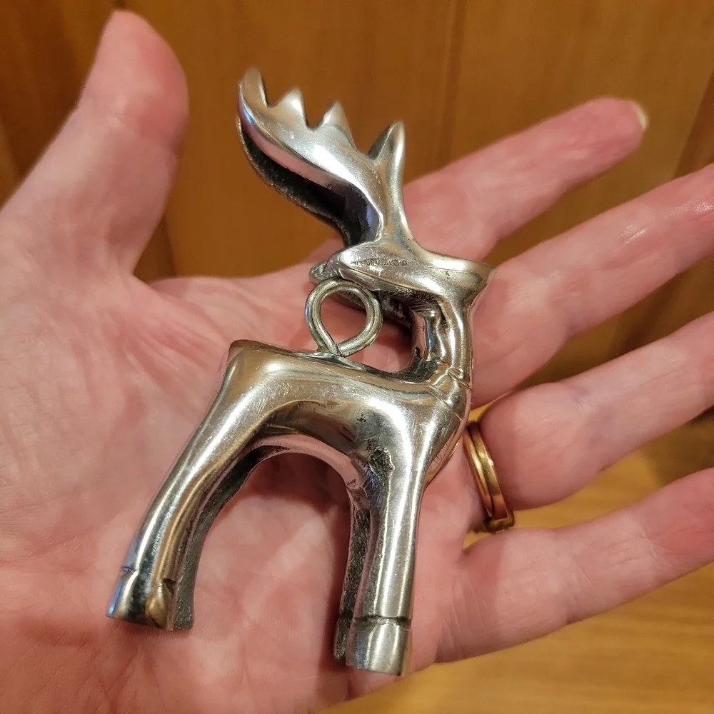 Pair Silver Metal Tabletop Deer 8
